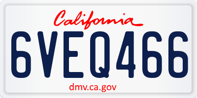 CA license plate 6VEQ466