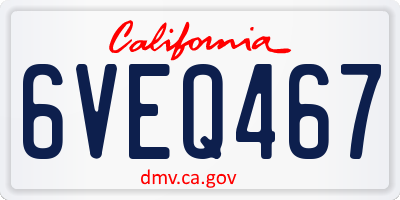 CA license plate 6VEQ467