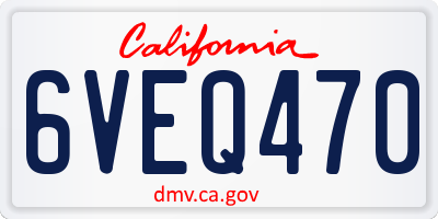 CA license plate 6VEQ470