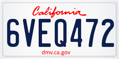 CA license plate 6VEQ472