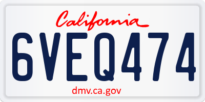 CA license plate 6VEQ474
