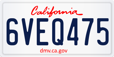 CA license plate 6VEQ475