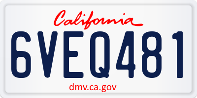 CA license plate 6VEQ481