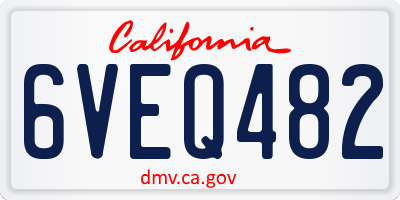 CA license plate 6VEQ482