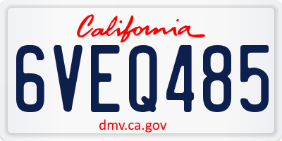 CA license plate 6VEQ485