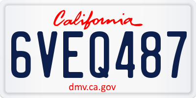 CA license plate 6VEQ487