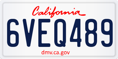CA license plate 6VEQ489