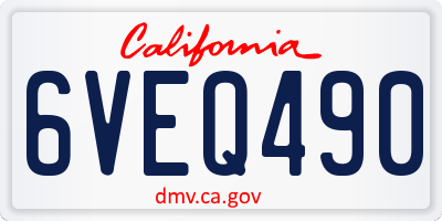 CA license plate 6VEQ490