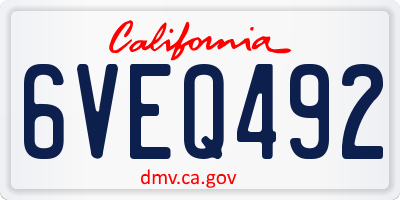 CA license plate 6VEQ492