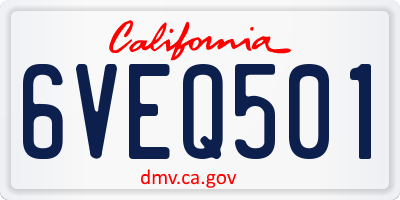 CA license plate 6VEQ501
