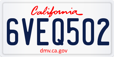 CA license plate 6VEQ502