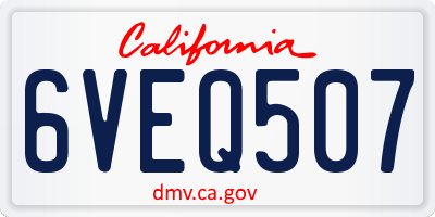 CA license plate 6VEQ507