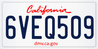 CA license plate 6VEQ509