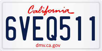 CA license plate 6VEQ511