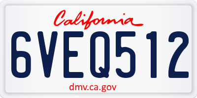 CA license plate 6VEQ512