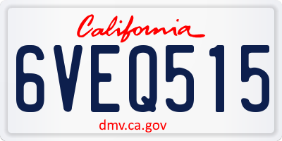 CA license plate 6VEQ515