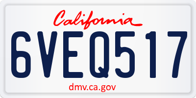 CA license plate 6VEQ517