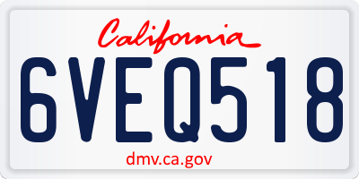 CA license plate 6VEQ518