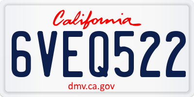 CA license plate 6VEQ522