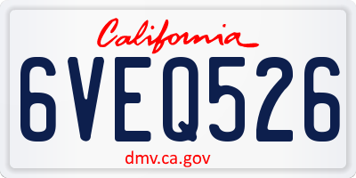 CA license plate 6VEQ526