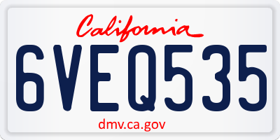 CA license plate 6VEQ535
