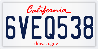 CA license plate 6VEQ538