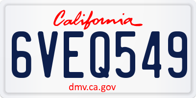 CA license plate 6VEQ549