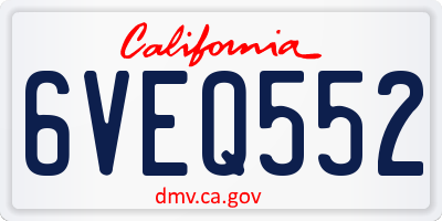 CA license plate 6VEQ552