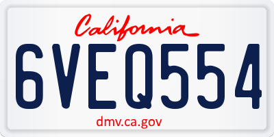 CA license plate 6VEQ554