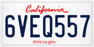 CA license plate 6VEQ557