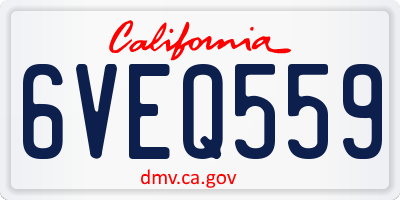 CA license plate 6VEQ559