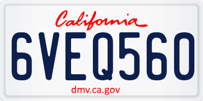 CA license plate 6VEQ560