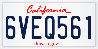 CA license plate 6VEQ561