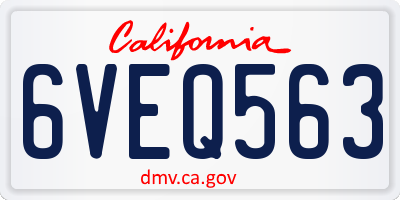 CA license plate 6VEQ563