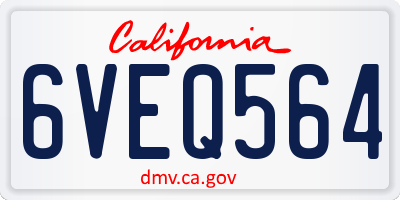CA license plate 6VEQ564