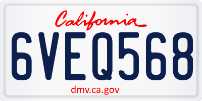 CA license plate 6VEQ568