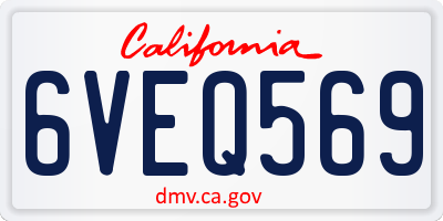 CA license plate 6VEQ569