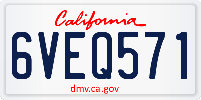 CA license plate 6VEQ571