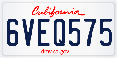 CA license plate 6VEQ575