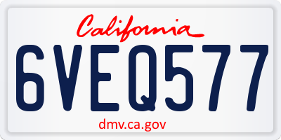 CA license plate 6VEQ577