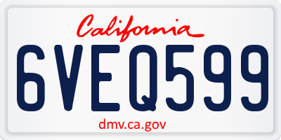 CA license plate 6VEQ599