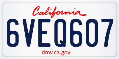 CA license plate 6VEQ607