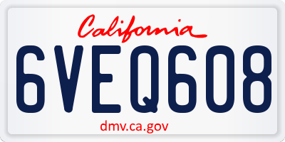 CA license plate 6VEQ608