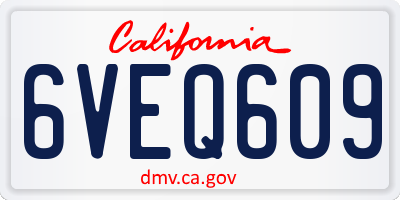 CA license plate 6VEQ609