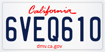 CA license plate 6VEQ610