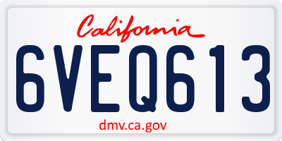 CA license plate 6VEQ613
