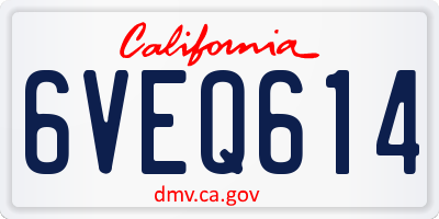CA license plate 6VEQ614