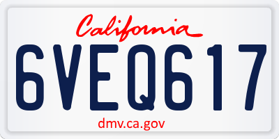 CA license plate 6VEQ617