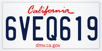 CA license plate 6VEQ619