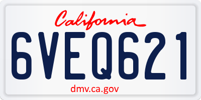 CA license plate 6VEQ621